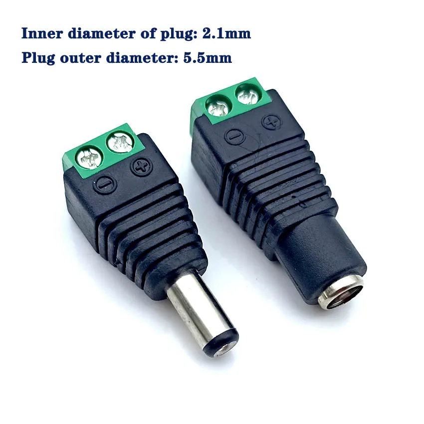 DC Power Socket 5.5X2.1, 5.5X2.5 MM 12V DC Power Interface Male and Female Plug Connector Special Wholesale