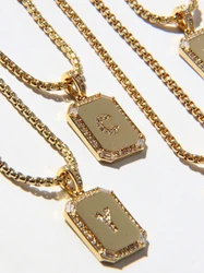 Brass With 18K Gold Zircon Letter Pendant Necklaces Women  Jewelry Punk Party T Show Designer Club Ins Rare Japan Korean