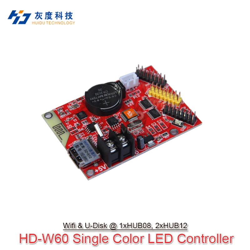 

Huidu Wifi & U-disk Series HD-W60/W6BN/W62/W63/W64/W66 Single-dual Color Wifi Control Card Use for P10 LED Display Screen