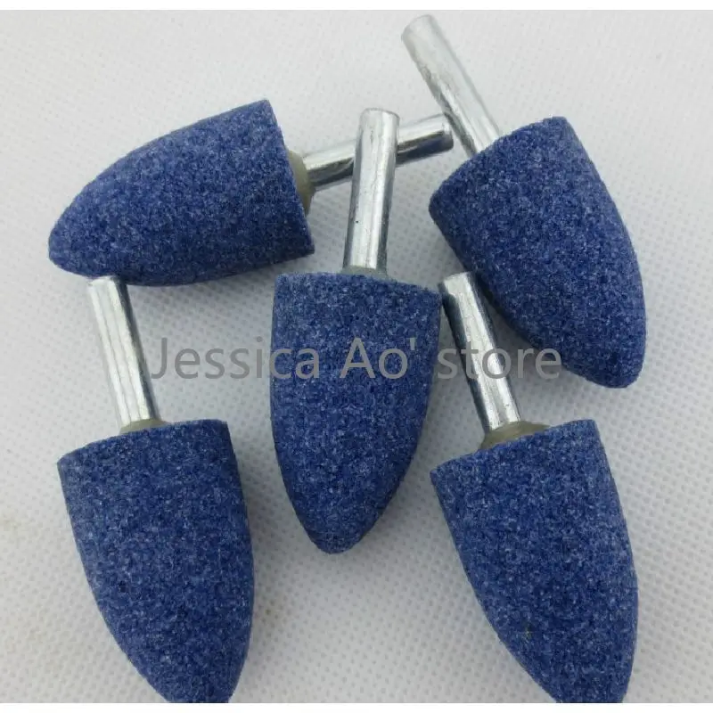 10pcs 20 25mm Blue Corundum Grinding Stone Sanding Wheel with 6mm Shank Bullet Shape Electric Grinding Head Metal Polishing Tool