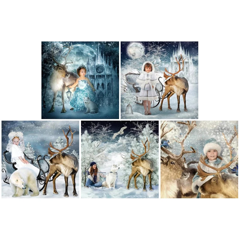 

Yumeart 5D DIY Diamond Mosaic Christmas Gifts Diamond Embroidery Ice Kingdom Snow Deers Embroidered Cross Stitch Home Decoration