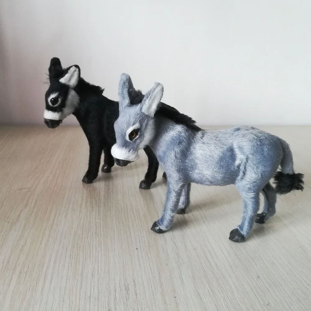 real life toy about 13x11cm donkey hard model plastic&furs donkey prop,home desk decoration toy Christmas gift b3883