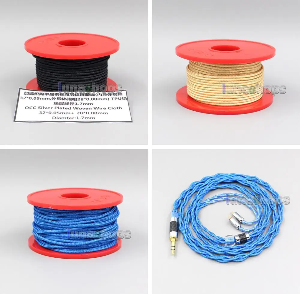 ЛН 006466   1 м OCC посеребренная тканая проволочная ткань 32*0,05 мм + 28*0,08 мм наружный диаметр: 1,7 мм для DIY пользовательского кабеля для наушников