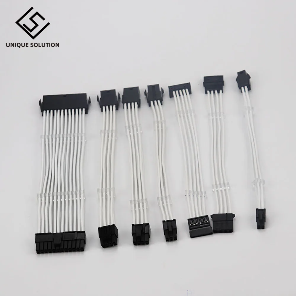 Basic Extension Cable Kit; 1Pcs Atx 24Pin/Eps 4+4Pin/Pci-E 8Pin/Pci-E 6Pin Power Extension Cable 18AWG Wire Computer connectors