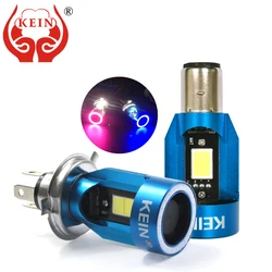 KEIN 1PCS Angel eyes COB Motorcycle Headlight Bulbs H4 Led H6 ba20d HS1 Motorbike Head Lamp Scooter Accessories Fog Light Blue