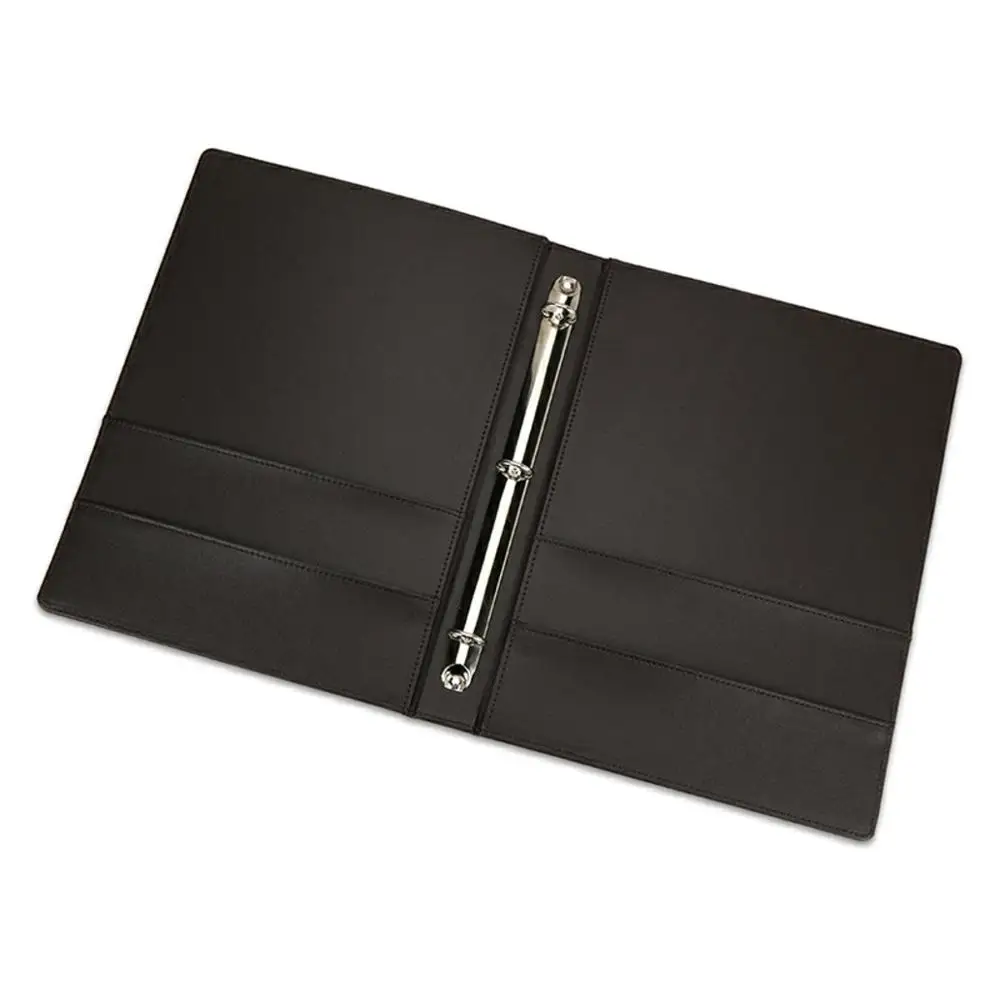 Kingfom PU Leather Loose-leaf Paper Ring Binders 3 Rings File Folder with Pocket A4 Document Paper Storage Holder