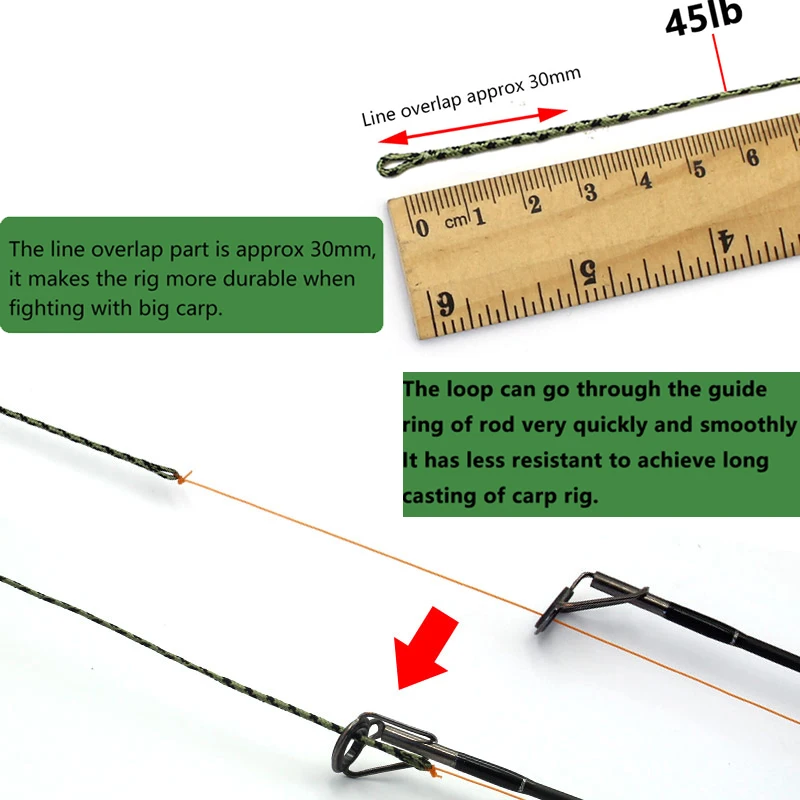 2PCS Carp Fishing Line Ready Tied Lead Core Leaders 45IB Leadcore With Quick Change Swivel for Carp Rig Chod Helicopter Rig