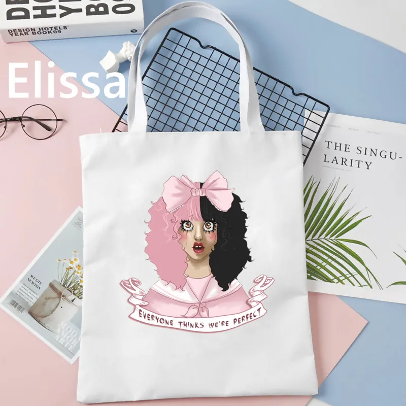 Bolso de compras reutilizable para mujer, bolsa de hombro de lona con estampado de Fiona martinez