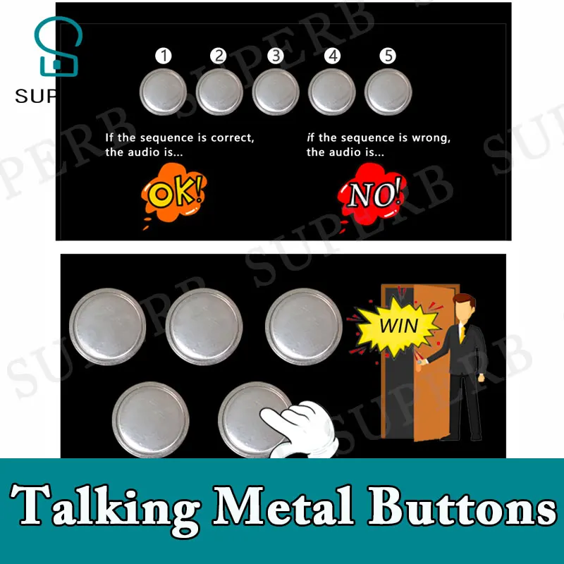 Superb escape rom prop Talking metal buttons figure out the correct sequence via continuous attempts and sound tip charmber game