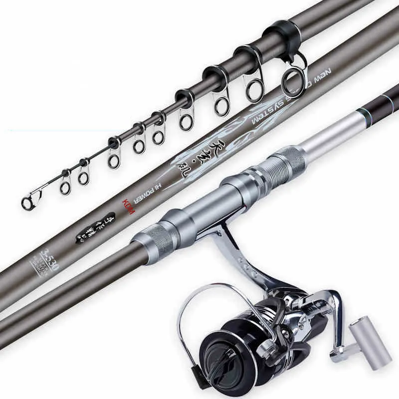 3# Rock Fishing Rod Carbon Fiber 3.6M 4.5M 5.4M 6.3M Spinning Rod M Power Long SectionTelescopic Wedkarstwo Olta Vara De Pesca