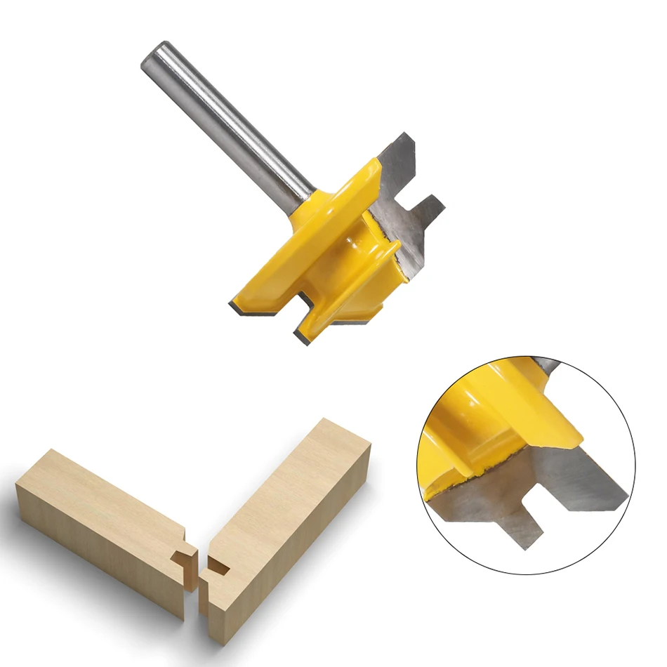 1Pc 45 Degree Lock Miter Router Bit 6mmShank Woodworking Tenon Milling Cutter Tool Drilling Milling For Wood Carbide Alloy