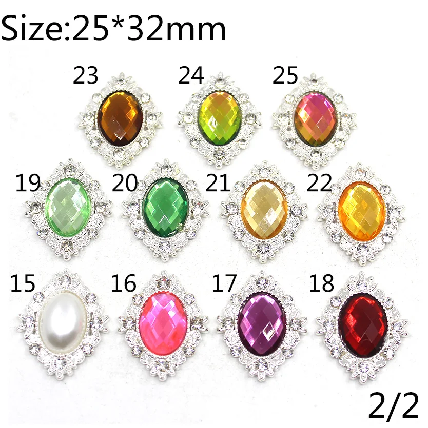 New out 100Pc/Lot 25*32mm Drop rhinestones Buttons Flat Back Acrylic Craft Making Accessories Wedding Invitation Card Decoration