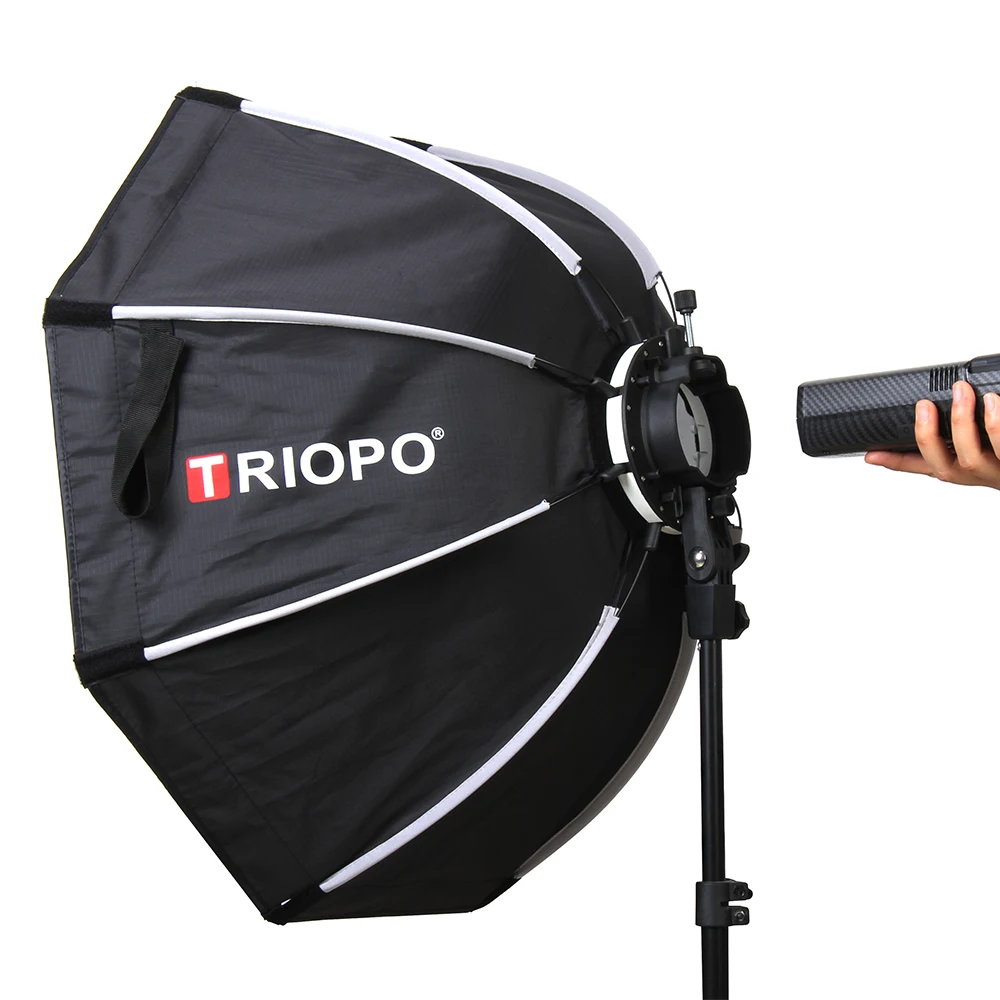 Triopo-Speedlite المثمن مظلة سوفتبوكس ، سوفتبوكس مع شبكة العسل ، فلاش في الهواء الطلق ، صندوق لينة ل Godox V1 ، KX65 ، 65 سنتيمتر ، KX90 ، 90 سنتيمتر