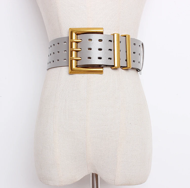 

Women's Runway Fashion Genuine Leather Cummerbunds Female Dress Corsets Waistband Belts Decoration Wide Belt TB1820