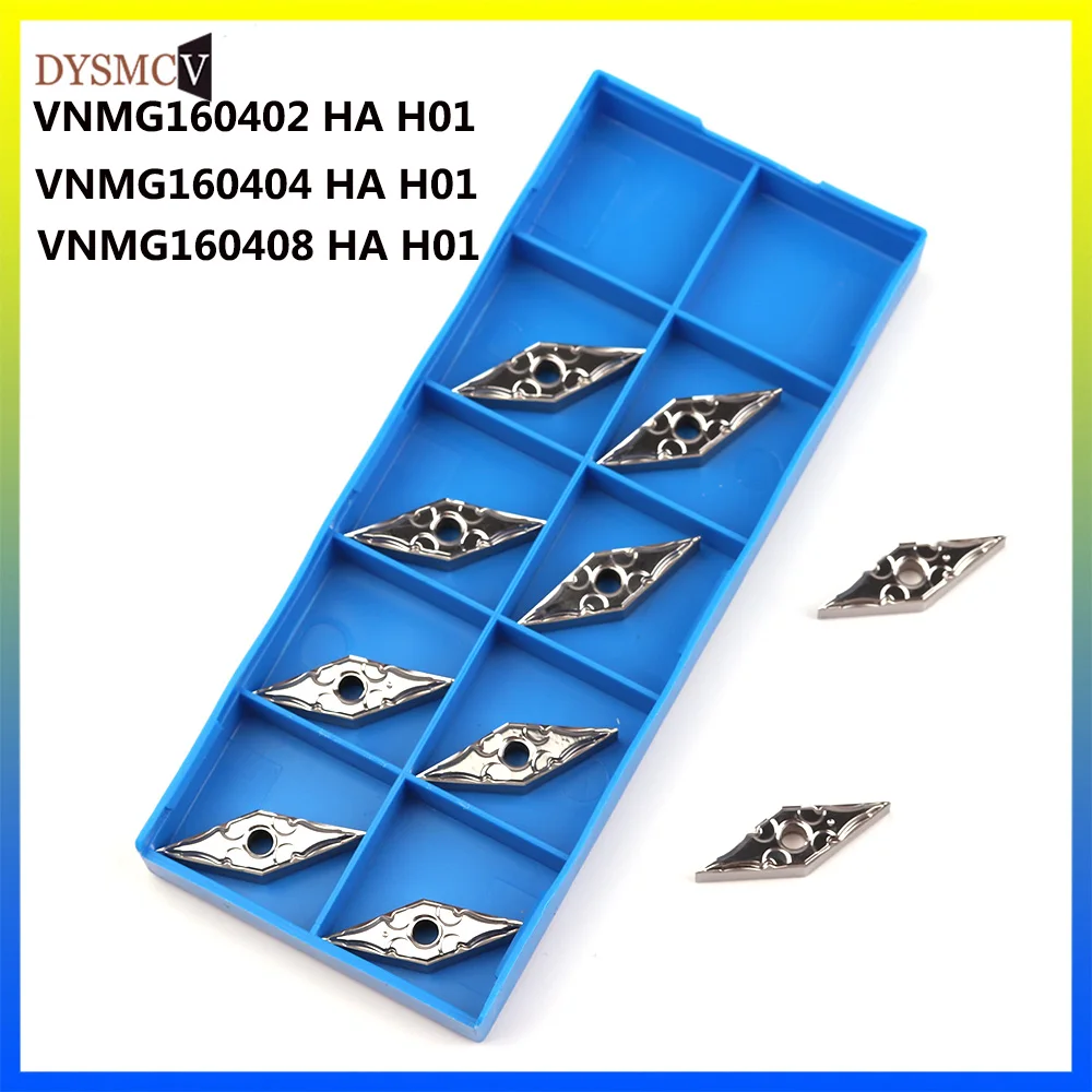 Ferramenta de Corte de Máquina de Corte de Cobre e Alumínio Lâminas Redondas de Torno Cnc Vnmg160402 Vnmg160404 Vnmg160408 ha H01 com 10 Peças