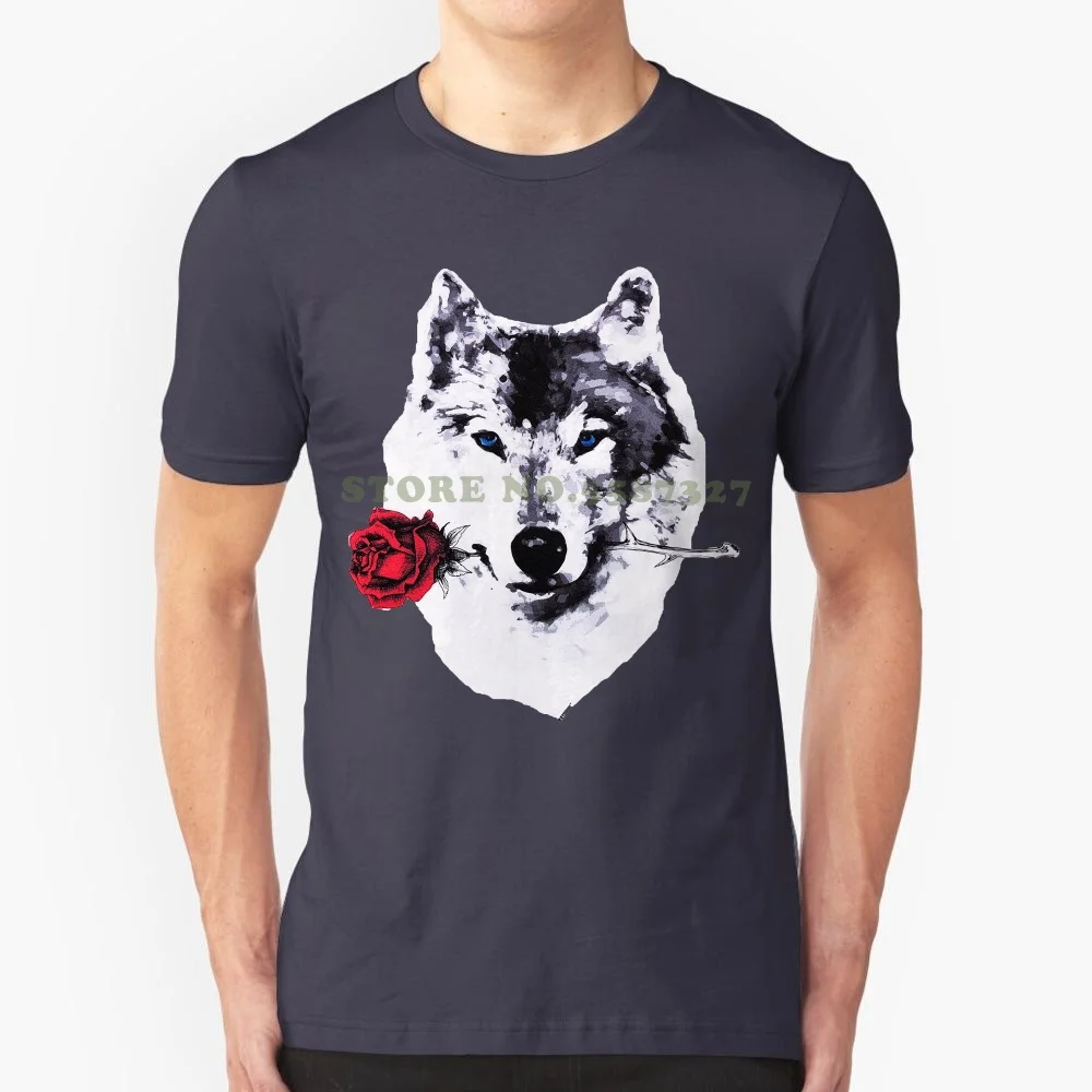 Brand Tshirt Homme Tees Retreez Vintage Hand Drawn Painted Wolf With Rose Graphic Printed T Shirt Tee