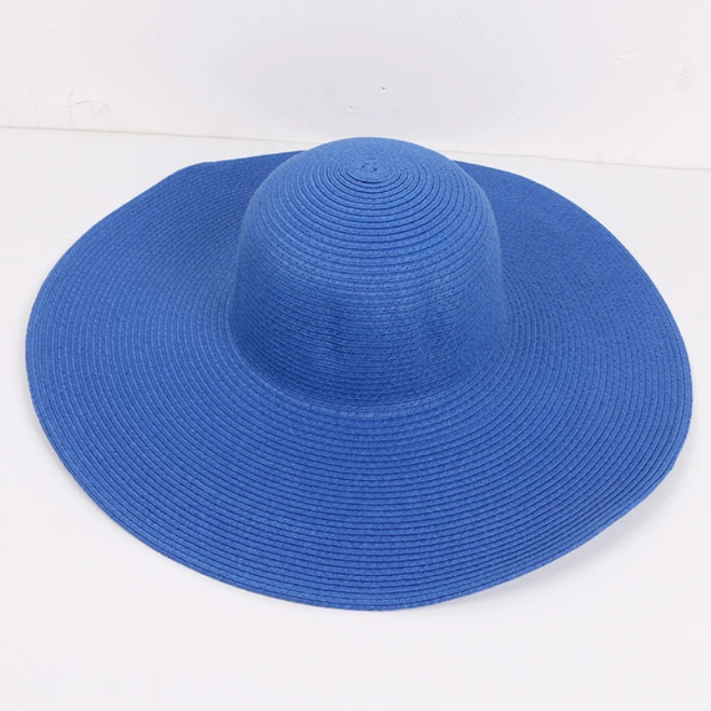 HT3062 Mode Große Große Breite Krempe Hut Solide Plain Floppy Strand Sonnenhut Packable Sommer Hüte für Frauen Dame Stroh hut Strand Kappe – Detail 17