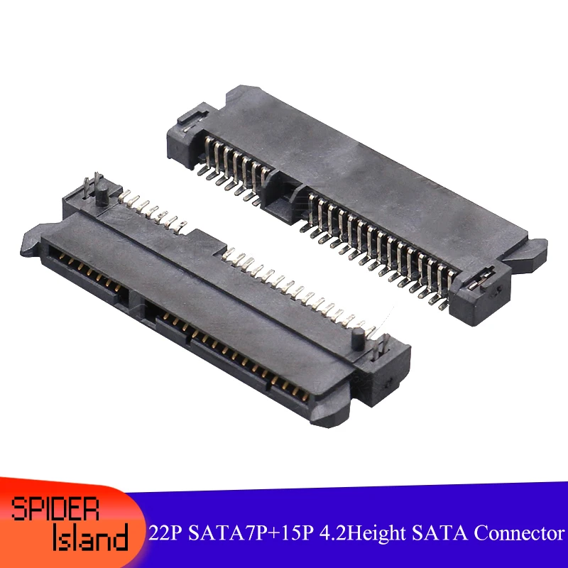 

500pcs/lot SATA Connector 22Pin SMT height 4.2H SATA7 + 15pin Female for HDD Interface Socket