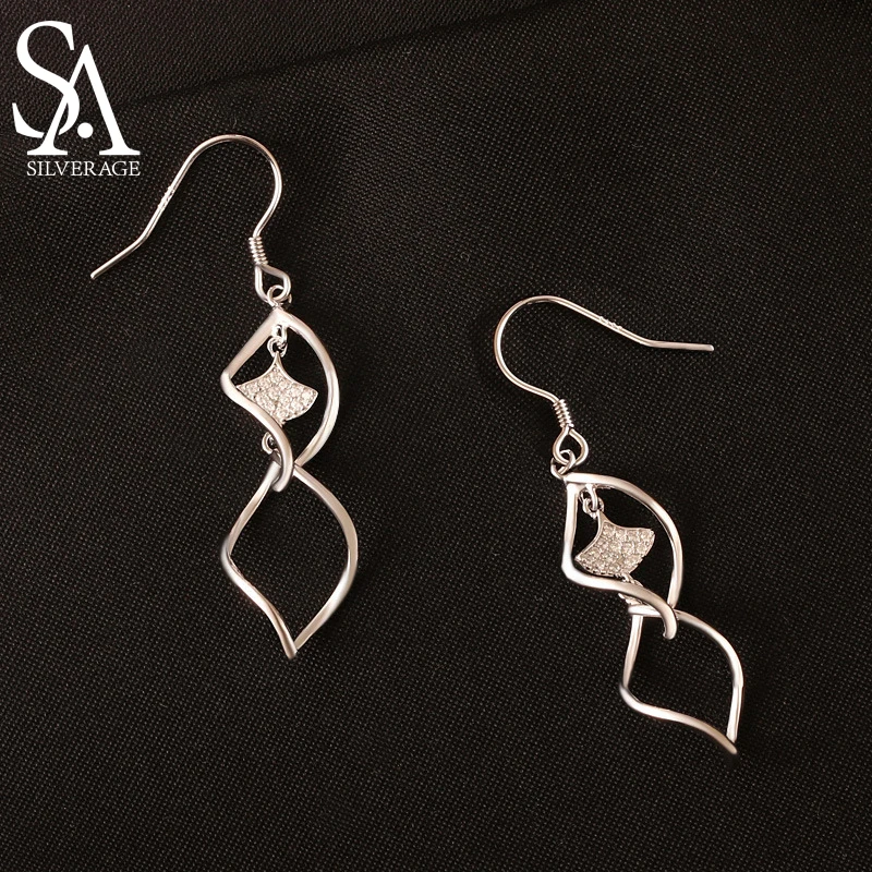 SA SILVERAGE 2021 New Tide Twisted Ear Rings Fashion Temperament Earrings S925 Pure Tremella Hook Female Cold Wind Earrings