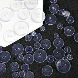 30-100Pcs/Lot Sewing Clothes Transparent Buttons plastic Scrapbooking Round Two Holes Bottoni Botoes 9,10,11,12,15,18,20,23,25mm