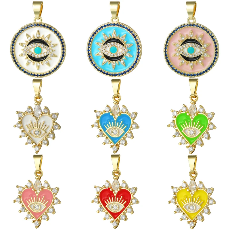 

JUYA Creative Lucky Evil Eyes Charm Pendants For Necklaces Making Candy Color DIY Necklace Pendant Jewelry Findings Accessories