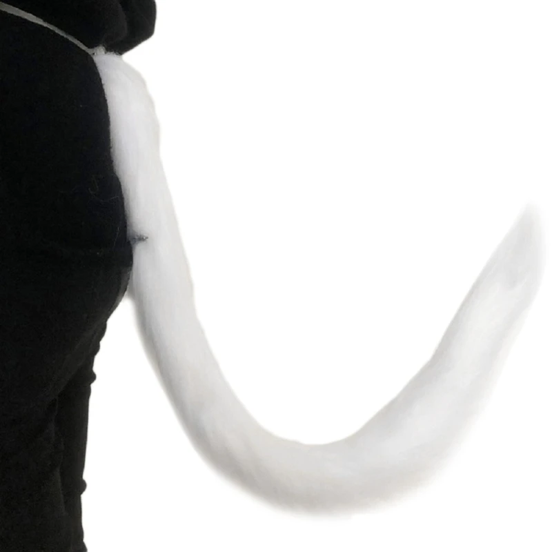 80CM Long Adult Kids Anime Stitching Color Plush for Cat Wolf Cosplay Props Animal Tail Halloween Lolita Make Up Costume