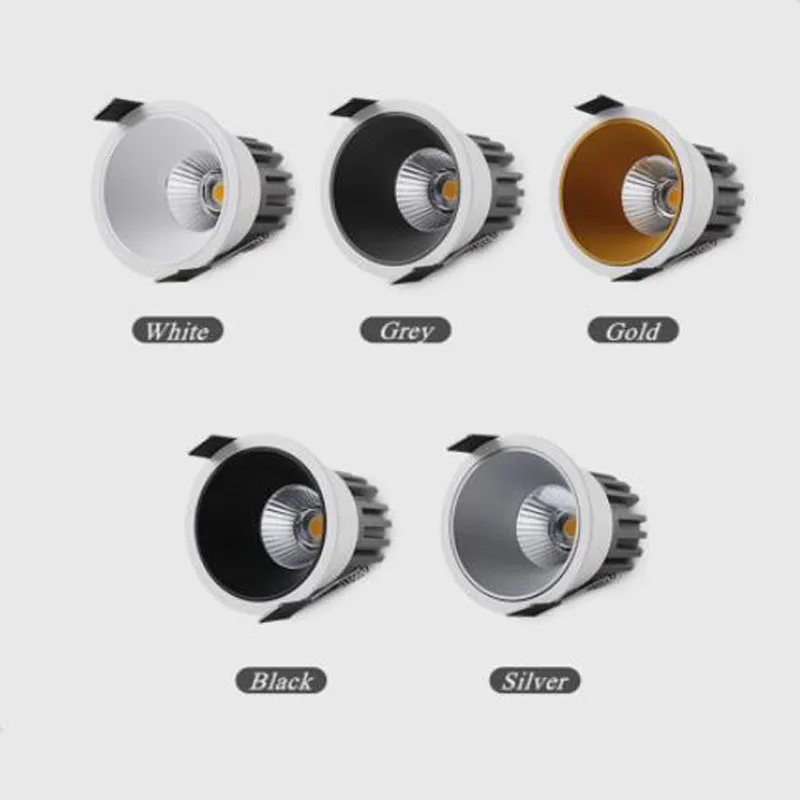 Dimmable Recessed Anti Glare COB LED Downlights9W/12W/15W LED Ceiling Spot Lights AC85~265V Background Lamps Indoor simpl dimmer