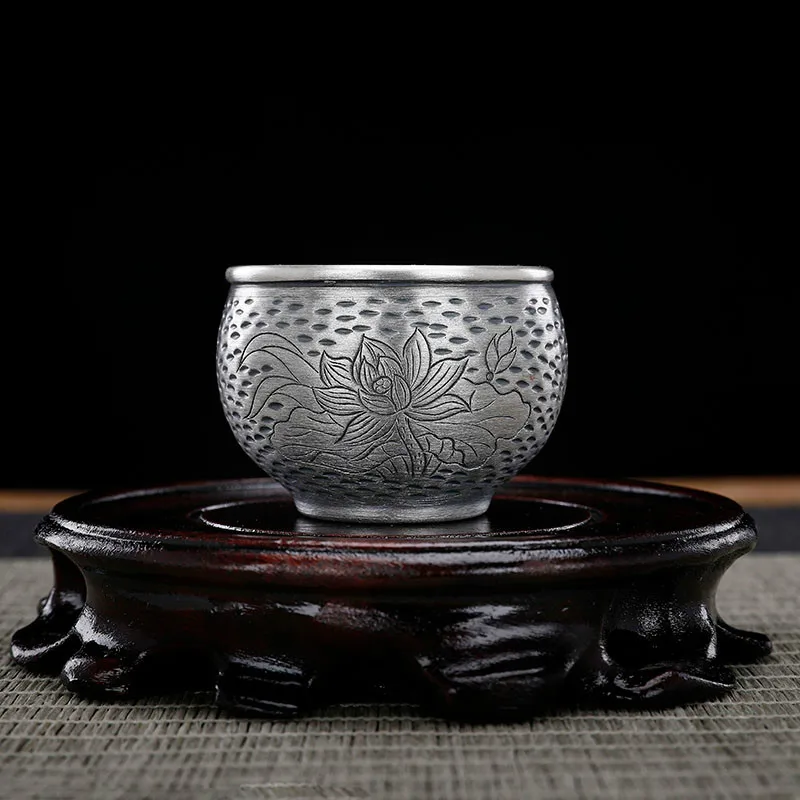 Silver tea cup 999 sterling silver master cup handmade Chinese household tea set tea cup sterling silver tea cup