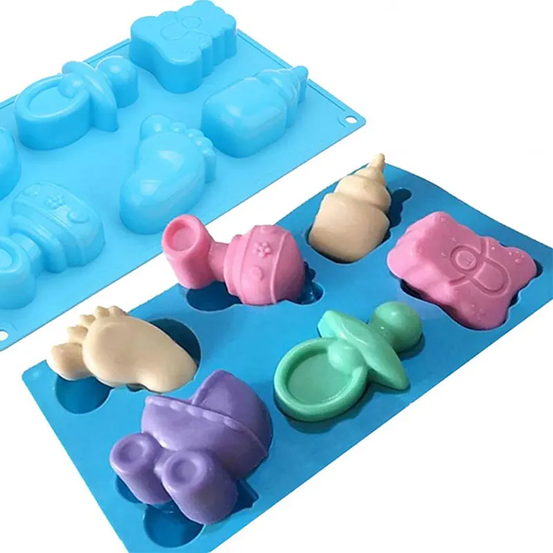 Baby Shower Seris stampo per sapone in Silicone/carrozzelle bottiglia piccoli piedi orso stampo per fondente, stampo per cioccolato per Sugarcraft,