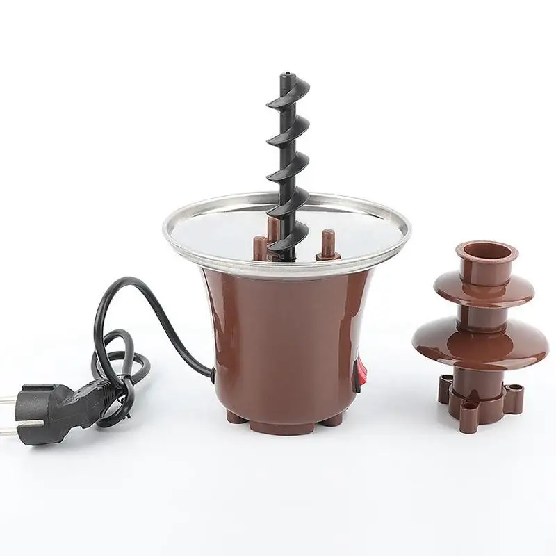 Mini Chocolate Fountain Three Layers Creative Chocolate Melt With Heating Fondue Machine Diy Melt Waterfall Pot