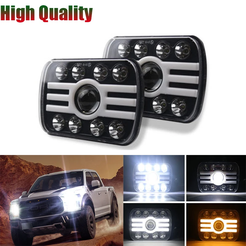 

7 Inch Square LED Headight 5x7 7x6 Headlamp with DRL Turn Signal for Jeep Wrangler YJ Cherokee XJ ComancheMJ Savana GMC Ford