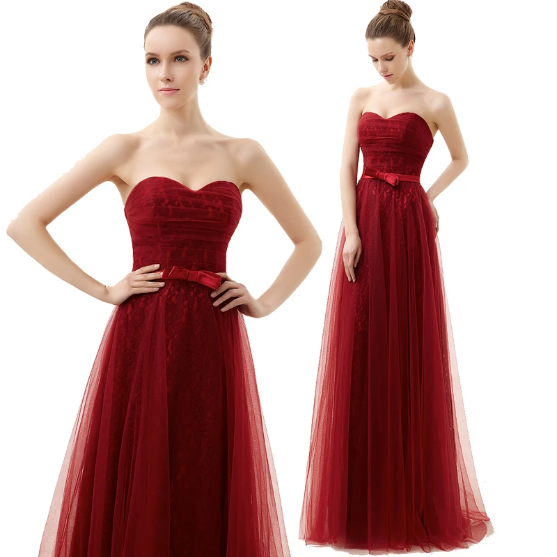 

custom vestidos new hot sexy sweetheart red long lace Formal gowns 2025 prom party gown bow sashes tulle a-line evening dresses