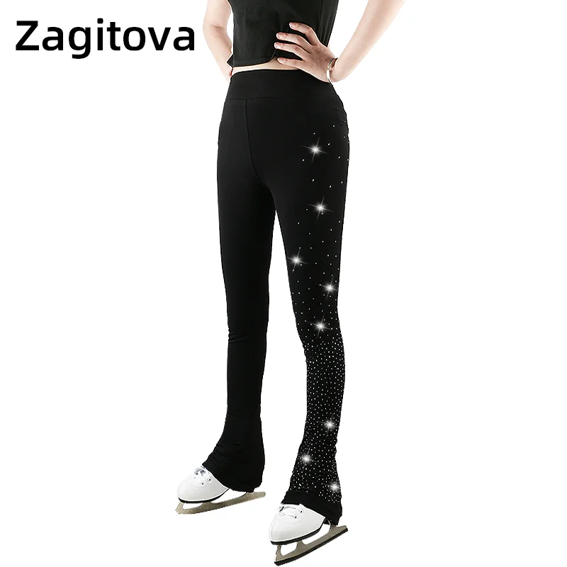 Ice Figure Skating Dress Practice Pants Trousers Girls Women Skate Dressing Tights Leggings With Rhinestones