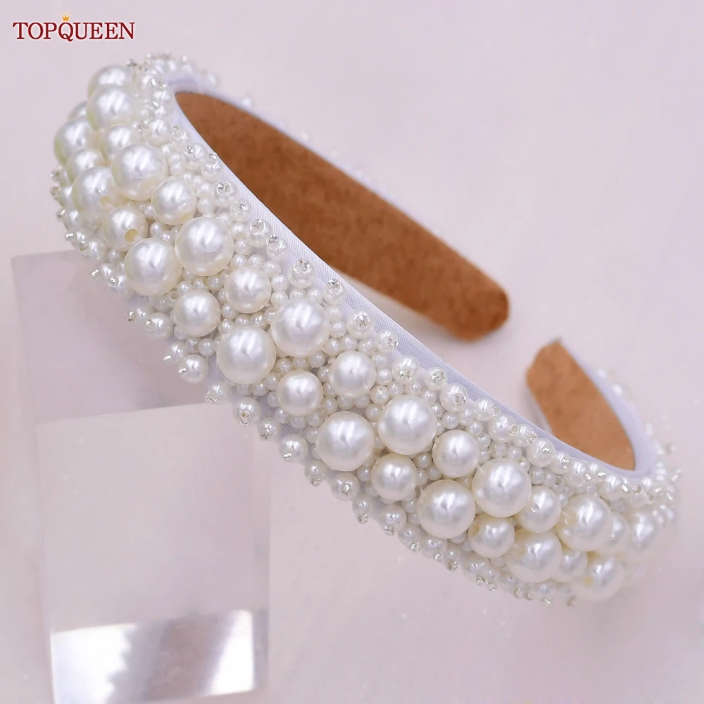 TOPQUEEN FG09 Luxury Pearl Sweet and Romantic Bridal Wedding Accessories Exquisite Silver Beads Elegant Ladies Hair Accessories