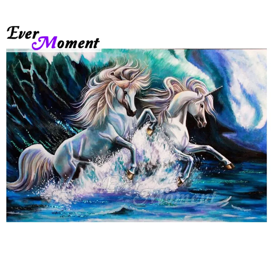 Ever Moment Diamond Painting Running Horse Sea Handmade Picture Of Rhinestone Mosaic Full Square Diamond Embroidery ASF1881