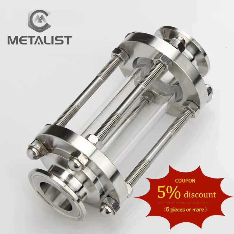 

METALIST 1.5" OD 38mm SS304 Stainless Steel Sanitary Straight Sight Glasses Fitting 1.5" 50.5mm Tri Clamp For Home Brew