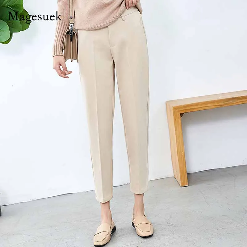 

New Elastic Waist Harem Autumn and Winter Pants Woolen Capri-Pants Big Girl Elegant Thicken Pants Women Padded Trousers 10942