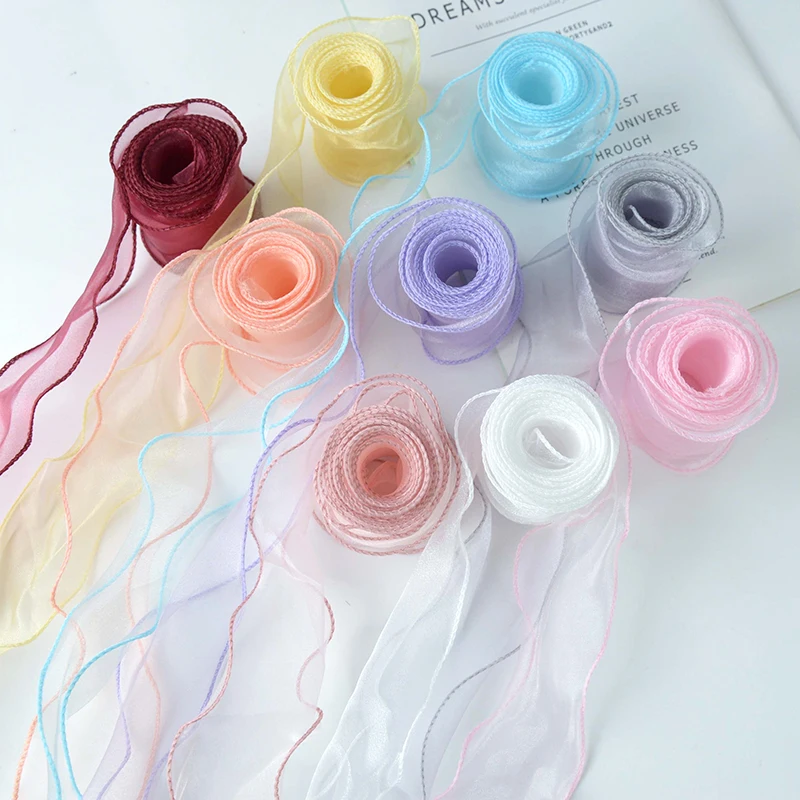 5 Meters Tulle Roll Organza Fabric Irregular Ribbon Tape for DIY Handmade Bow Tie Gift Wrapper Wedding Chair Sashes Party Decor