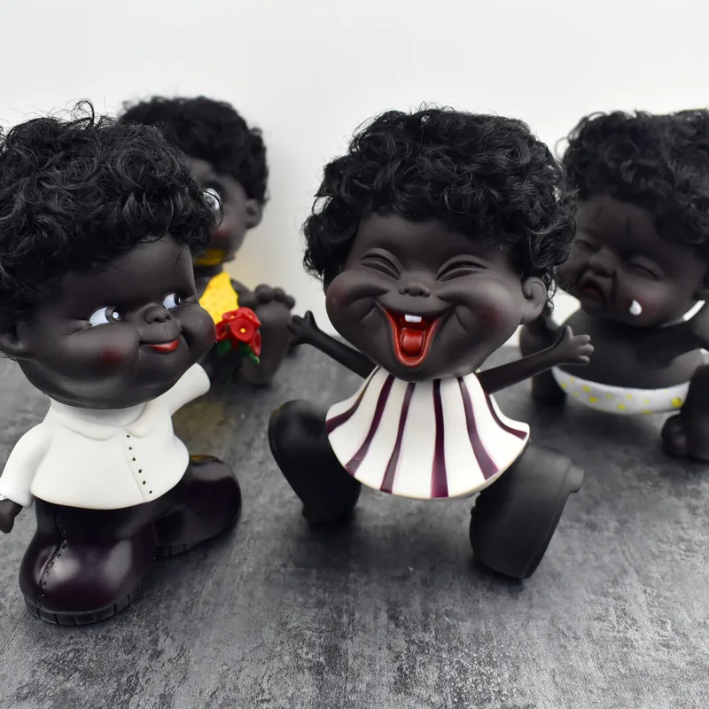 Cute Black Doll Bedroom Emotions Creative Saving Pot Doll Can Shake Heads Room Car Decorations Gifts for Children