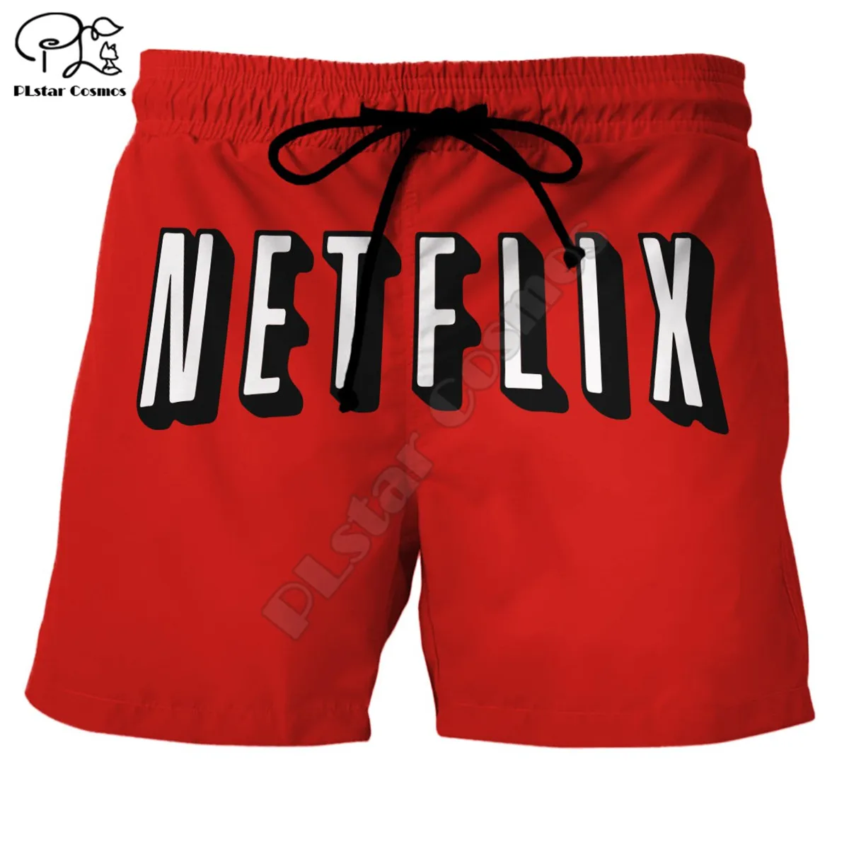 Pasangan Cocok NETFLIX dan Dingin Dicetak Celana Pendek 3d Wanita untuk Pria Celana Pendek Pinggang Elastis Musim Panas Cepat Kering Celana Pendek Pantai