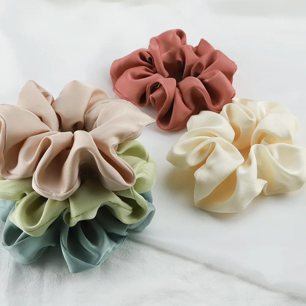 2 Cái/bộ Lụa Polyester Lớn Scrunchies Cao Su Đàn Hồi Tóc Nữ Cô Gái Rắn Đuôi Ngựa Giá Đỡ Dây Buộc Tóc Phụ Kiện Tóc