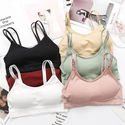 Women Bandeau Bra Sexy Lingerie Push Up Tube Tops Crop Top Seamless Underwear Letter Shoulder Strap Padding Female Tube Tops