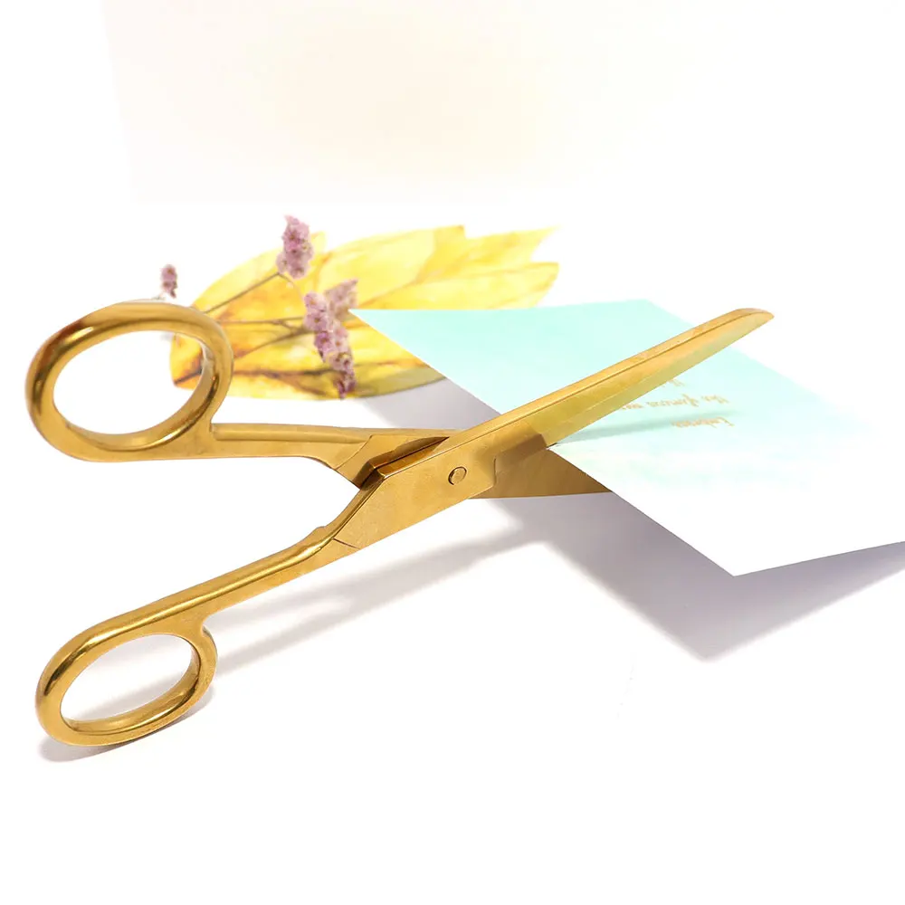 Multibey Office Home Decor Golden Scissors Pen Holder Cutter Tailor Fabric Paper Cutting Tools Craft Shears Gold Scissors 7inch