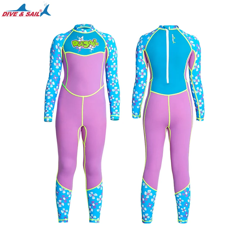 Rash Guard Full Bodysuit Dive Skin Kids Swimsuit UPF50+ UV Protection One Piece Long Sleeve Lycra Back Zipper for Scuba Diving