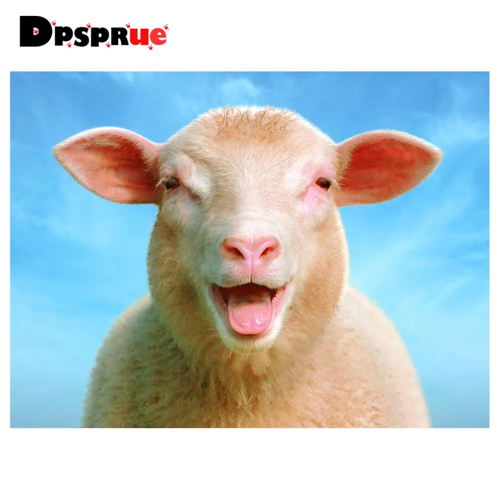 

Dpsprue Full Square/Round 5D Diy Diamond Painting Cross Stitch "Sheep Animal" Diamond 3D Embroidery Mosaic Home Decor CG07