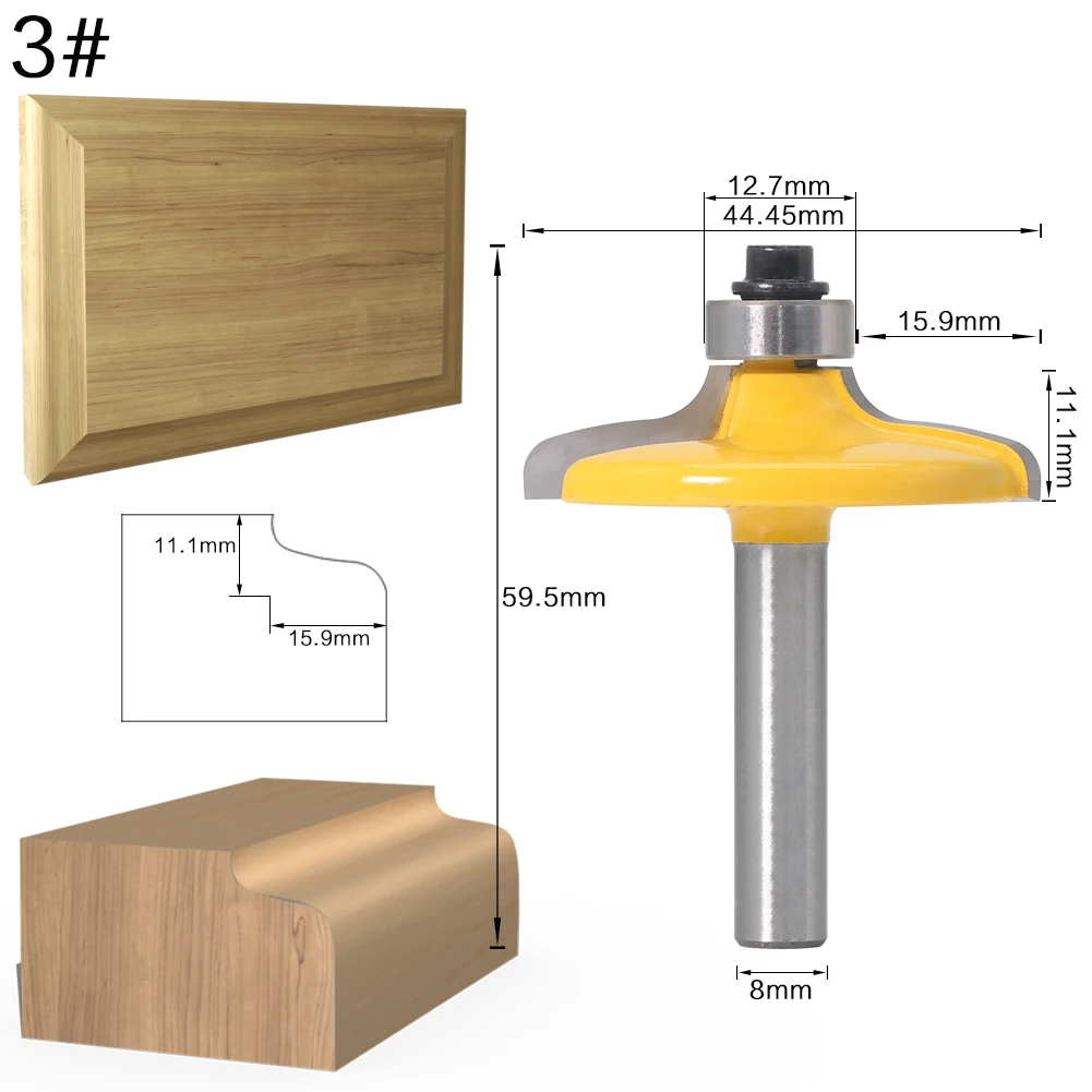 4PC 8mm Shank Drawer Front & Cabinet Door Front Router Bit Set - woodworking cutter woodworking bits