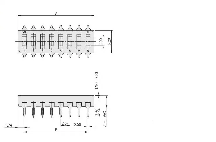 2Pcs ADF02 Japanese straight plug 4-pin 2-digit key type toggle code flat dial switch dial code black 2.54MM