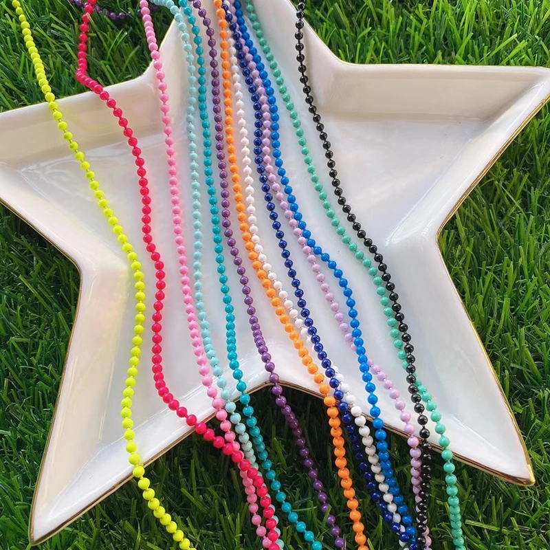 Enamel Ball Chain, Colourful red/pink/yellow/green/blue Oil Dropped for bracelet/necklace jewlery making ,1 meter long