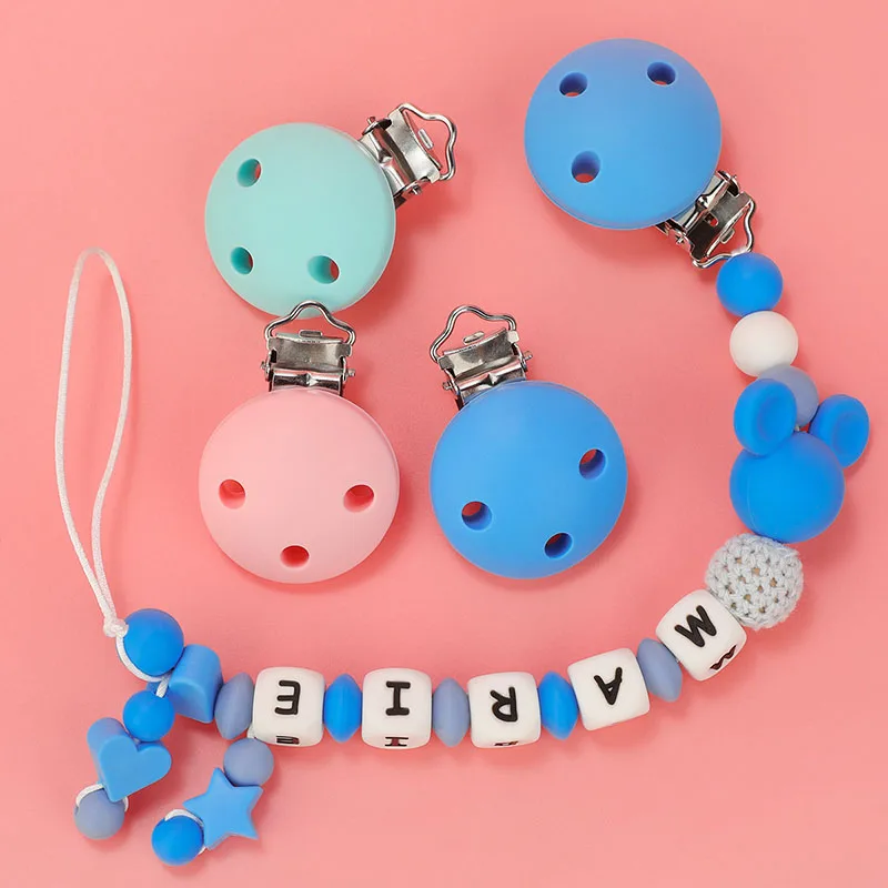 TYRY.HU 5pc/set Round Silicone Clips Baby Pacifier Clips Holder Silicone Dummy Pacifier Chain Accessories BPA-Free