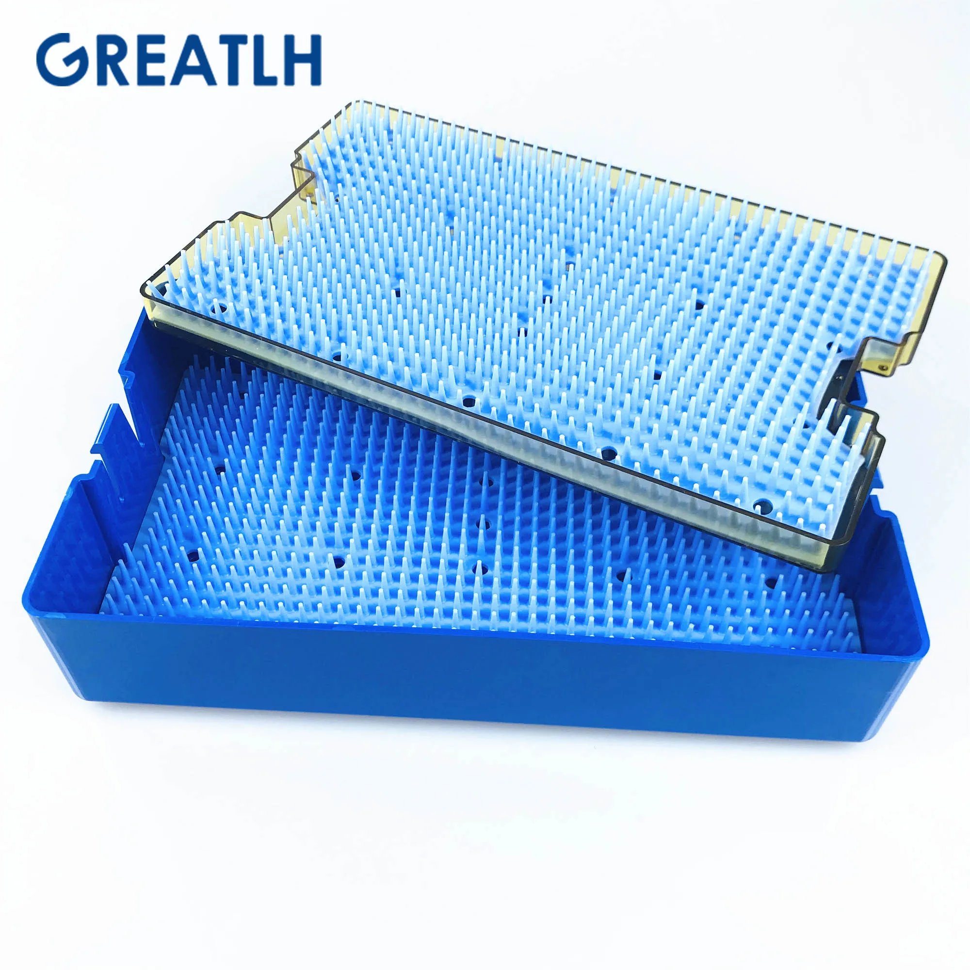 Autoclavable Double Layer Silicone Sterilization Tray Case with Silicone Mat Disinfecting Box Surgery Instrument 3Types Optional